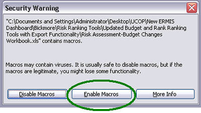  security warning with enable macros button