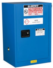 Blue hazardous material storage cabinet